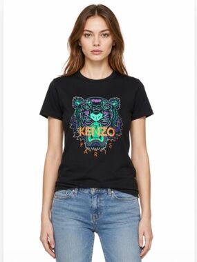 Kenzo Black Limited Edition Holiday Tiger Cotton T-Shirt Streetwear Size Medium